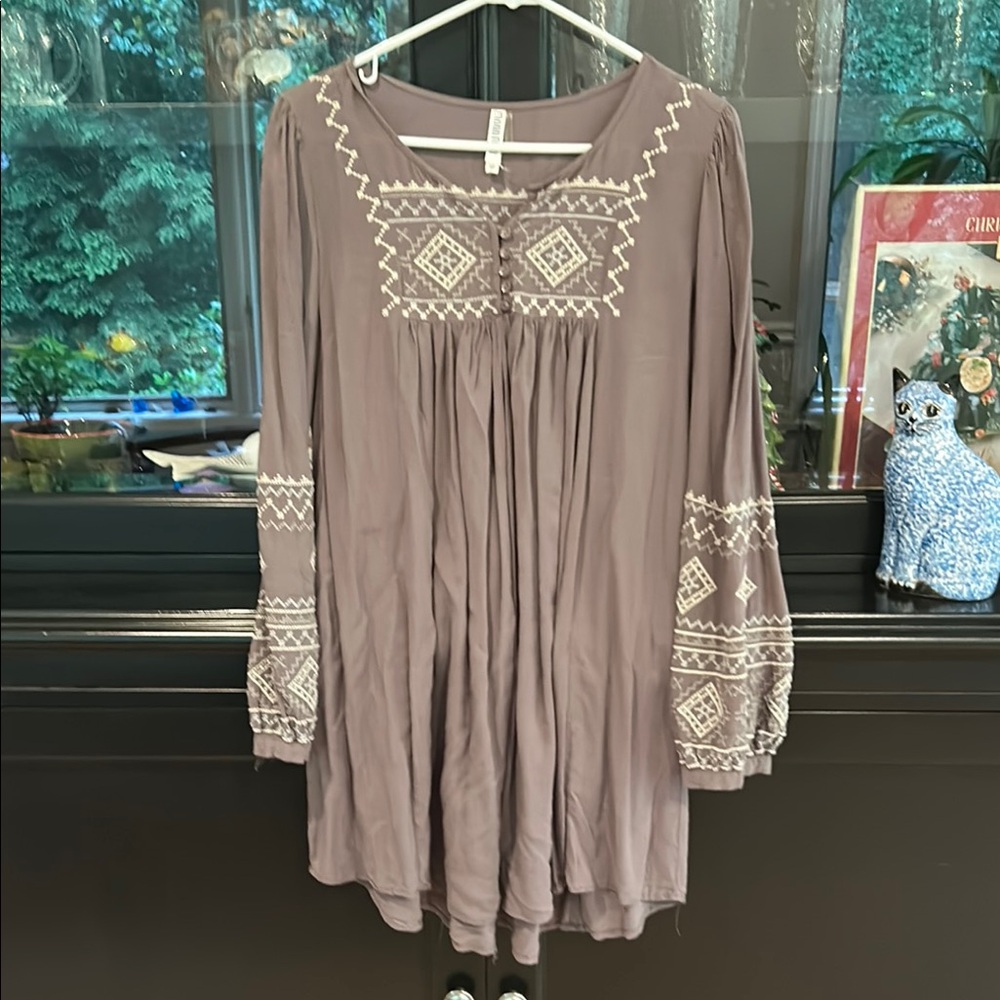 Bohemian Embroidered Tunic Dress